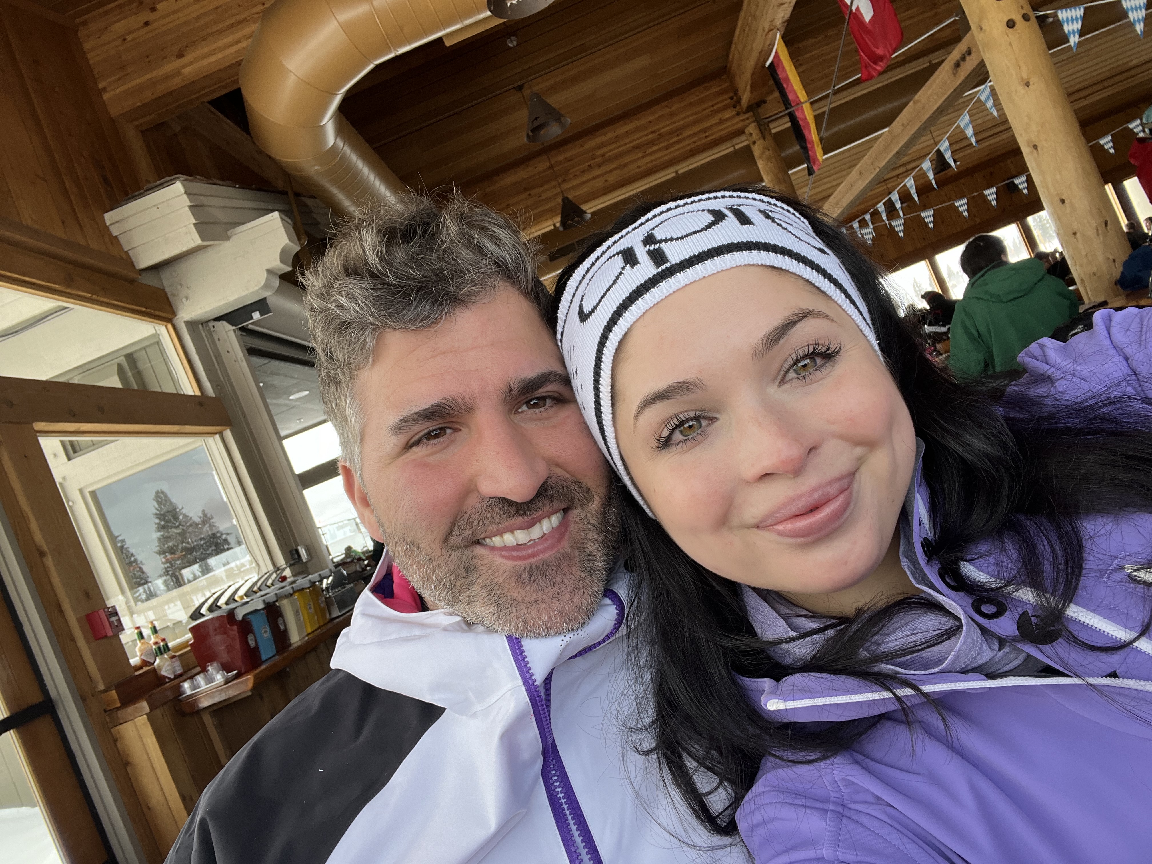 Joe and Bri at the ski lodge